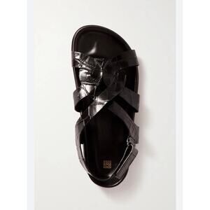 TOTEME Croc-Effect Leather Black Slingback Sandal 40